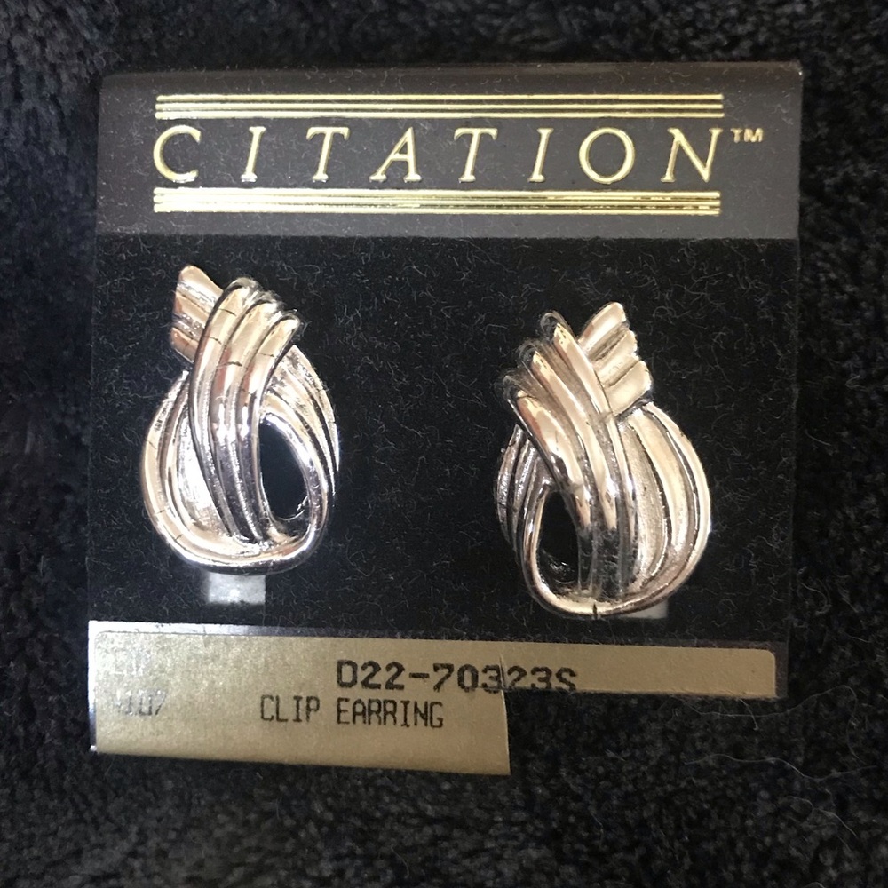 Vintage Citation Silver Tone Clip Earrings NWT